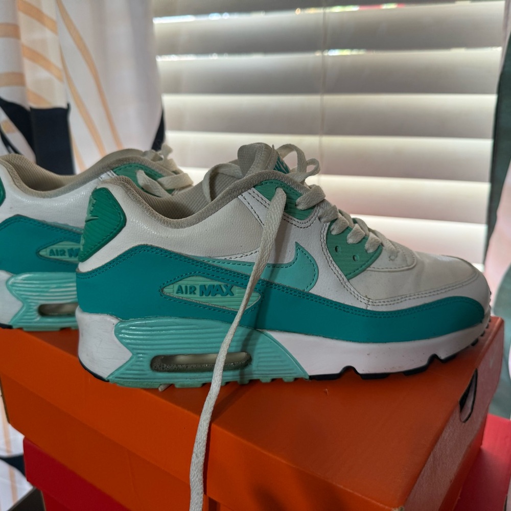 Nike Air Max White and Turquoise Sneakers
